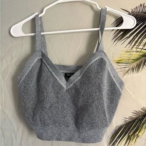 Wild Fable Gray Ribbed Crop Tank Top